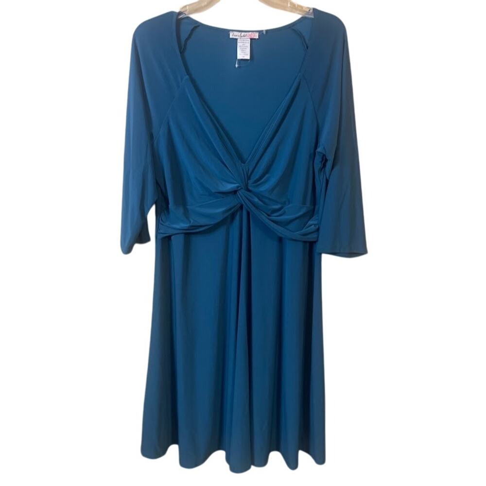 Love Squared Teal Knotted Bodice Fit & Flare Dress Size 1X‎ NWOT